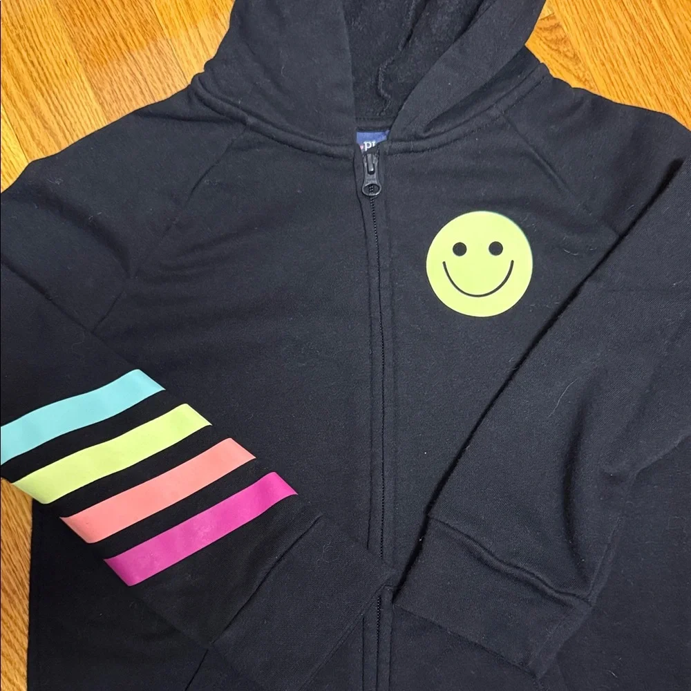 The Children's Place Black Hoodie & sweatpants with Smiley and Stripes